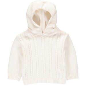 Cable Knit White Back Zip Up Hooded Sweater 9M